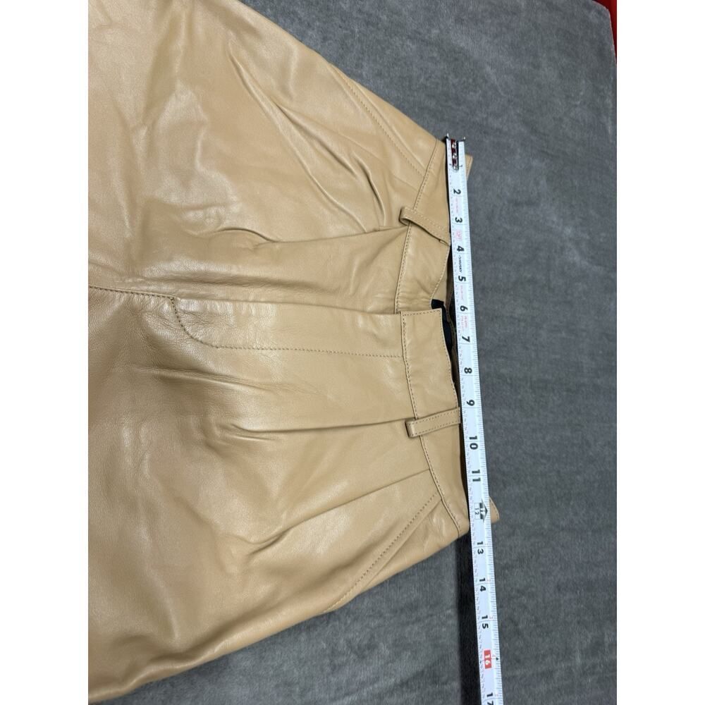 NWT Deadwood Suzy Tan Leather Shorts Pleated High Rise Lambskin US 4 - Picture 9 of 12